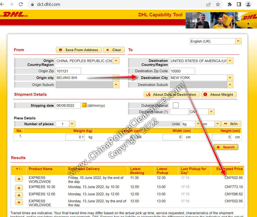 Deliver China Police Check to New York