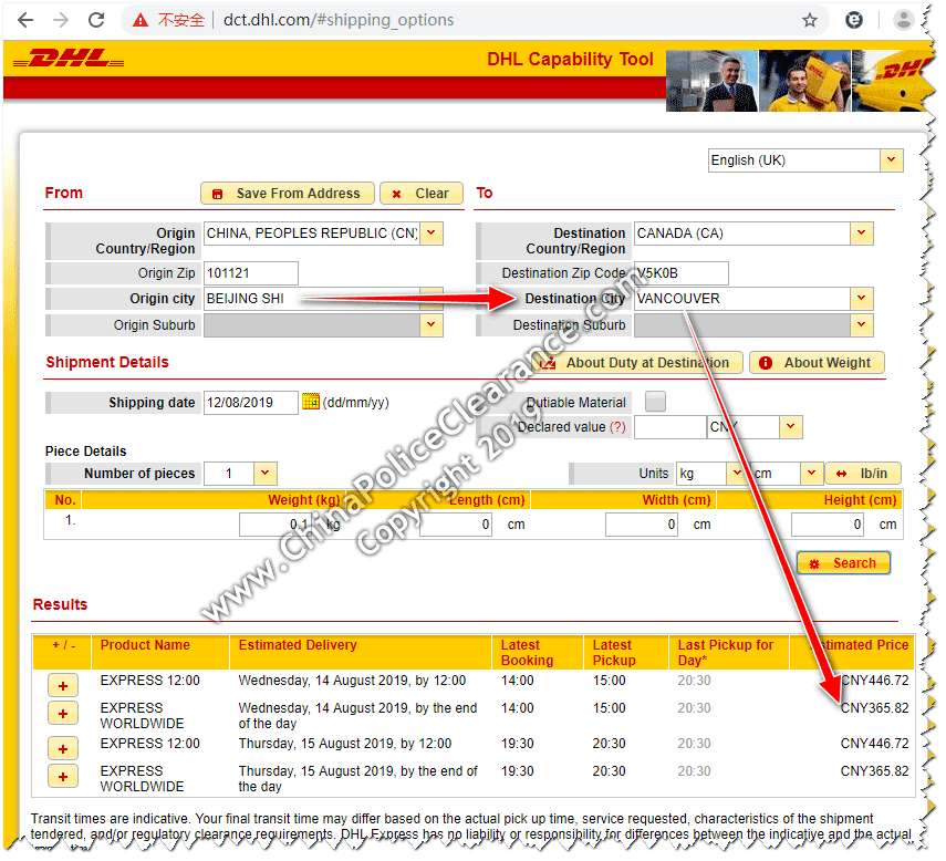 Shipping China Police Clearance Certificate to Vancouver