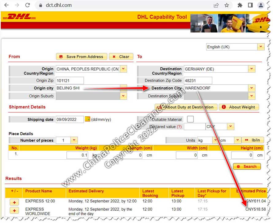 Shipping China Police Clearance Certificate to Warendorf