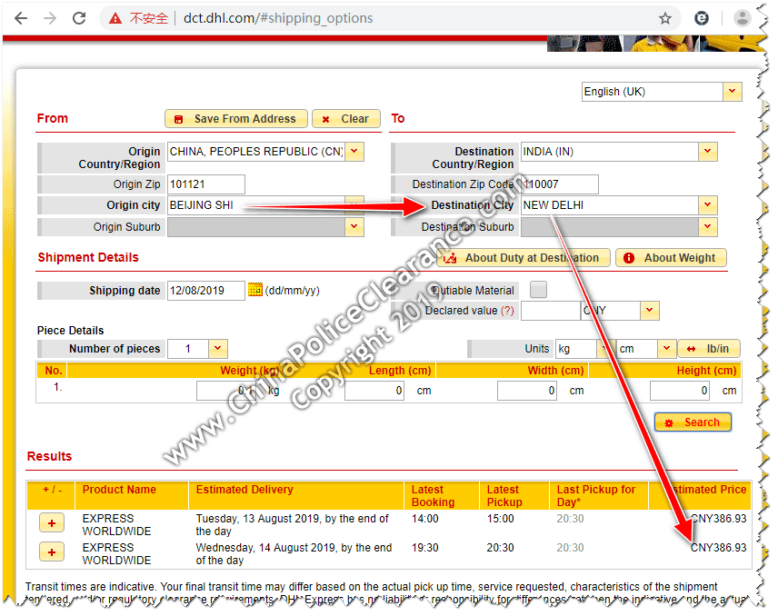 Shipping China Police Clearance Certificate to New Delhi